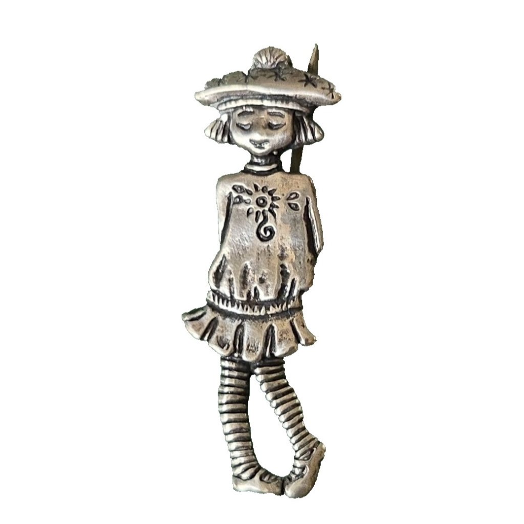 Mary Engelbreit Brooch Pin 925 Sterling Silver Fashion Girl Lady Mary Jane As Is